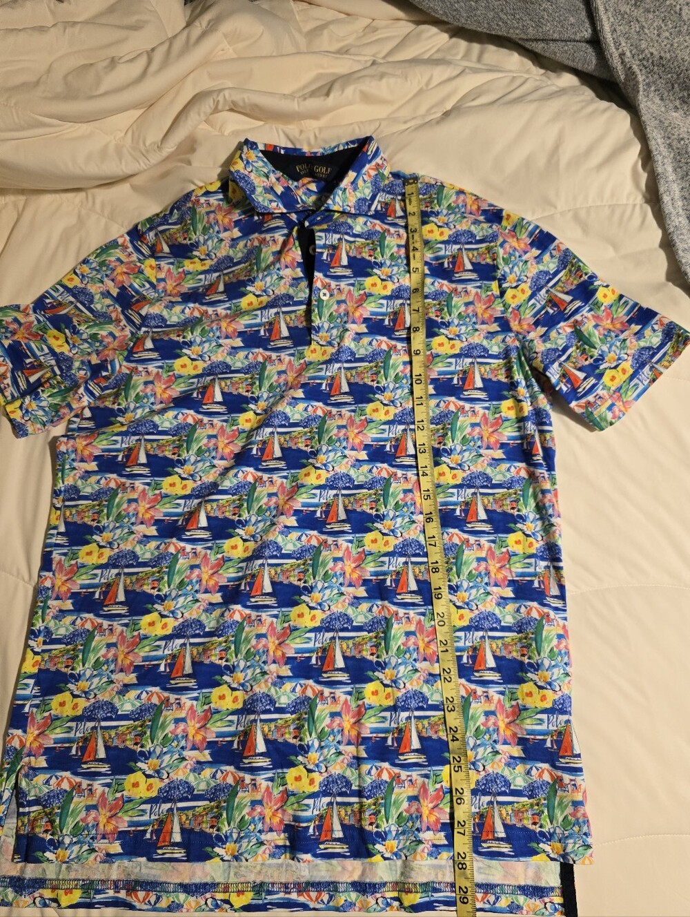 Polo Golf by Ralph Lauren Blue Multicolor Tropical Print Polo - Picture 8 of 9